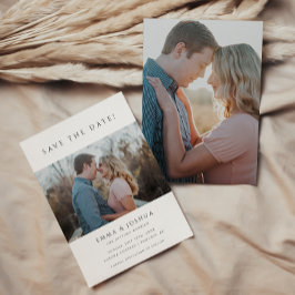 ミニマル白モダン2枚の写真結婚 セーブザデート