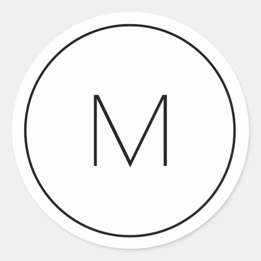 ミニマル白モノグラムシンプルの独身の文字 ラウンドシール (正面)