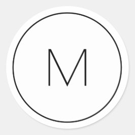 ミニマル白モノグラムシンプルの独身の文字 ラウンドシール