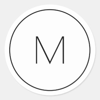 ミニマル白モノグラムシンプルの独身の文字 ラウンドシール