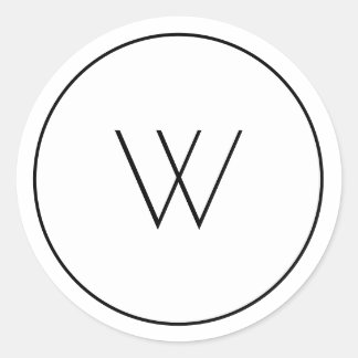 ミニマル白モノグラムシンプル独身の文字W ラウンドシール