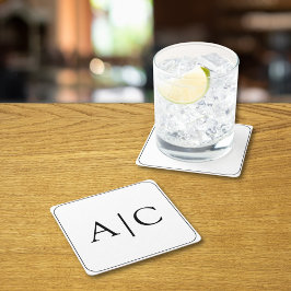 ミニマル白モノグラム結婚ズ スクエアペーパーコースター