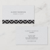 ミニマル白リネンジグザグパターン 名刺 (正面/裏面)