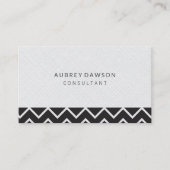 ミニマル白リネンジグザグパターン 名刺 (正面)