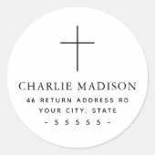 ミニマル白差出人住所 ラウンドシール (正面)