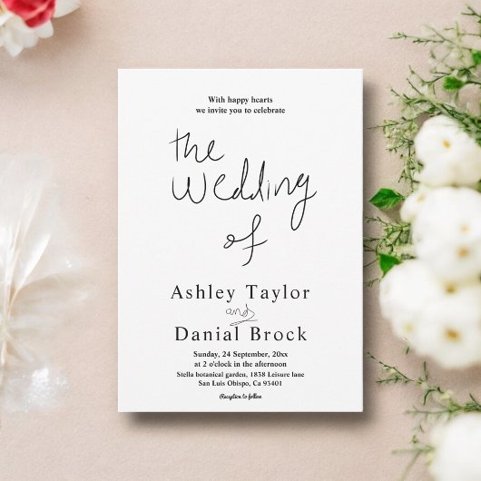 ミニマル白書跡モダン結婚の 招待状