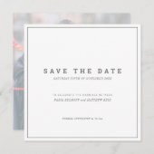 ミニマル白灰色の結婚写真 セーブザデート (正面/裏面)