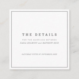 ミニマル白灰色結婚詳細 エンクロージャーカード