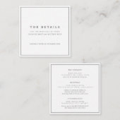 ミニマル白灰色結婚詳細 エンクロージャーカード (正面/裏面)