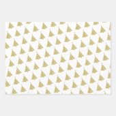 ミニマル白金ゴールドグリーンクリスマスツリーパターン ラッピングペーパーシート (正面)