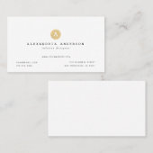 ミニマル白金ゴールドモノグラム名刺 名刺 (正面/裏面)