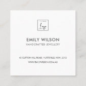 ミニマル白黒のシンプルハート スクエア名刺 (裏面)