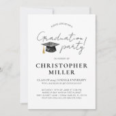 ミニマル白黒の卒業式パーティー 招待状 (正面)