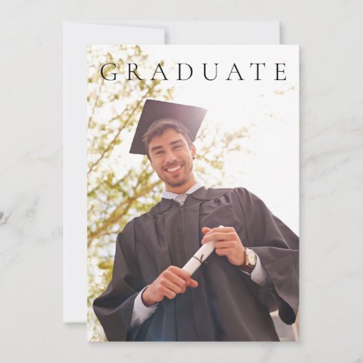 ミニマル白黒の卒業式パーティー 招待状 (裏面)