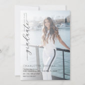 ミニマル白黒の卒業式パーティー 招待状 (正面)