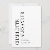 ミニマル白黒の垂直方向の名前フォト セーブザデート (正面)