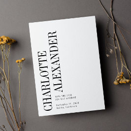 ミニマル白黒の垂直方向の名前フォト セーブザデート