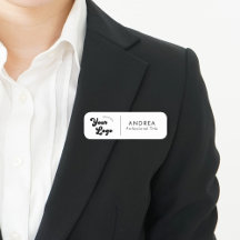 ミニマル白黒の安全ピン名のカスタムロゴ