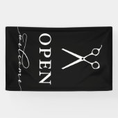 ミニマル白黒はさみウェルカムオープン 横断幕 (横)