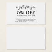 ミニマル白黒はっきりしたクーポン (正面&裏面)