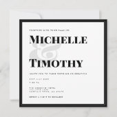 ミニマル白黒はっきりした結婚タイポグラフィのInv 招待状 (正面)