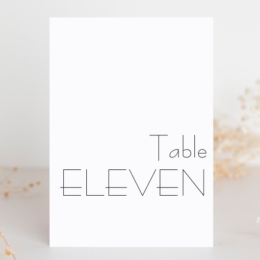 ミニマル白黒よくはしゃぐタイポグラフィイレブン テーブルナンバー