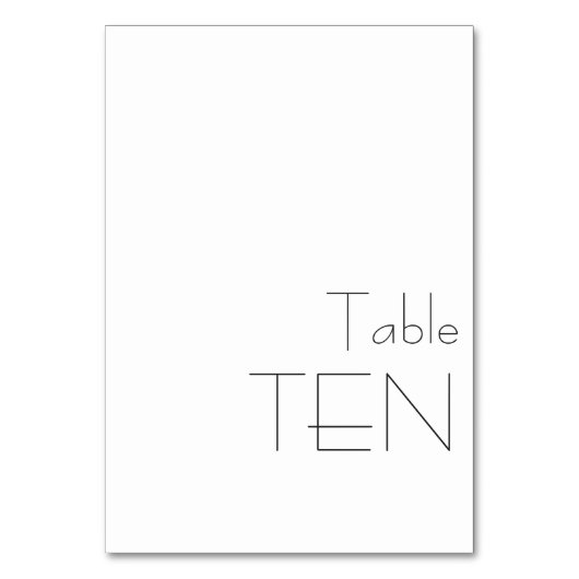 ミニマル白黒よくはしゃぐタイポグラフィ10 テーブルナンバー (裏面)