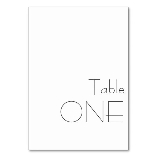 ミニマル白黒よくはしゃぐタイポグラフィ1 テーブルナンバー (正面)