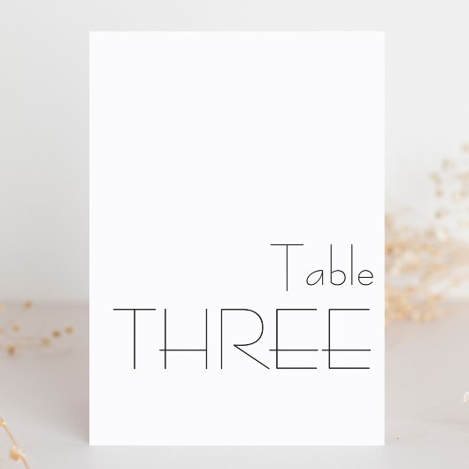 ミニマル白黒よくはしゃぐタイポグラフィ3 テーブルナンバー