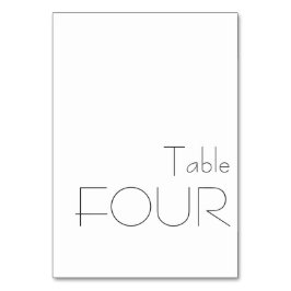 ミニマル白黒よくはしゃぐタイポグラフィ4 テーブルナンバー