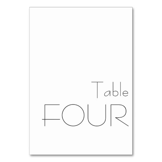 ミニマル白黒よくはしゃぐタイポグラフィ4 テーブルナンバー (正面)