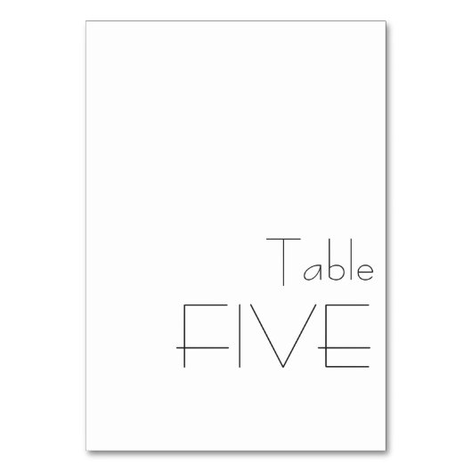 ミニマル白黒よくはしゃぐタイポグラフィ5 テーブルナンバー (正面)