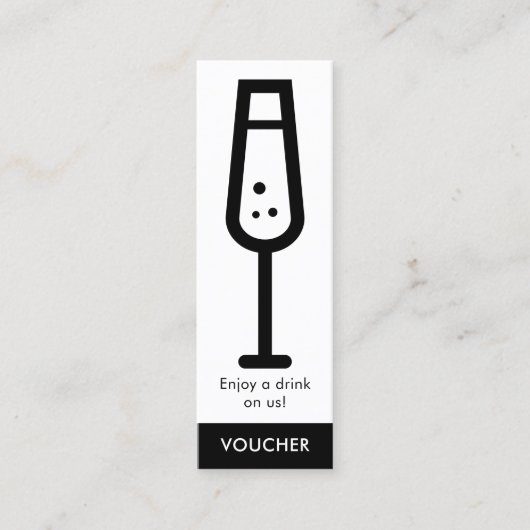 ミニマル白黒イベント無料ドリンク券 スキニー名刺 (正面)