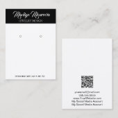 ミニマル白黒イヤリングディスプレイQRコードバス 名刺 (正面/裏面)