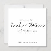 ミニマル白黒ウェディング日付マグンを保存 マグネット招待状 (正面)