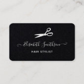 ミニマル白黒エレガントはさみ美容師 名刺 (正面)