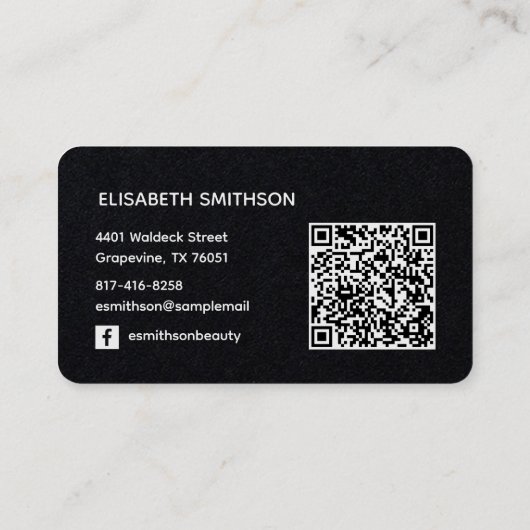 ミニマル白黒エレガントはさみ美容師 名刺 (裏面)