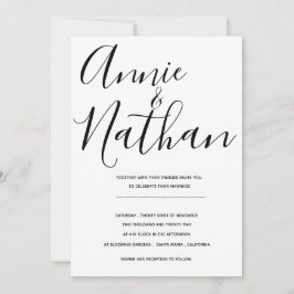 ミニマル白黒エレガントウェディング招待状