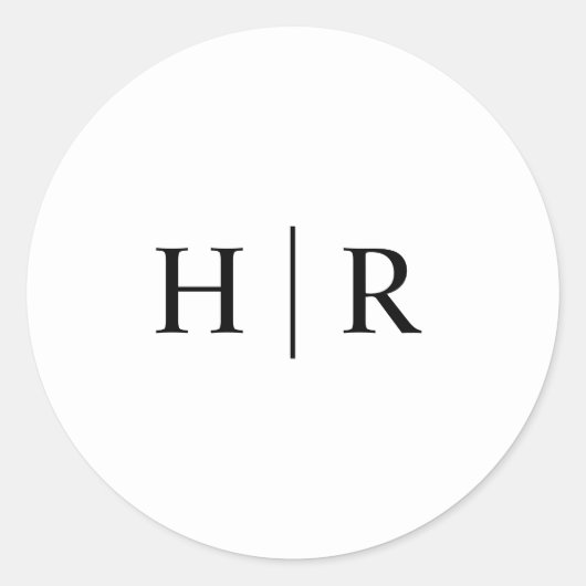 ミニマル白黒エレガントクラシックモノグラム ラウンドシール (正面)