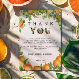 ミニマル白黒オレンジシトラス サンキューカード