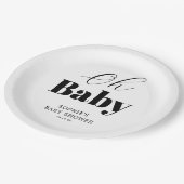 ミニマル白黒オ赤ちゃんシャワー ペーパープレート (アングル)
