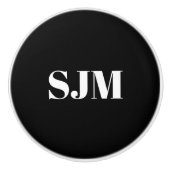 ミニマル白黒カスタムモノグラムイニシャル セラミックノブ (正面)