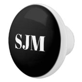 ミニマル白黒カスタムモノグラムイニシャル セラミックノブ (右)
