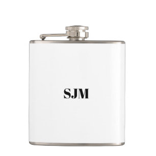 ミニマル白黒カスタムモノグラムイニシャル フラスク