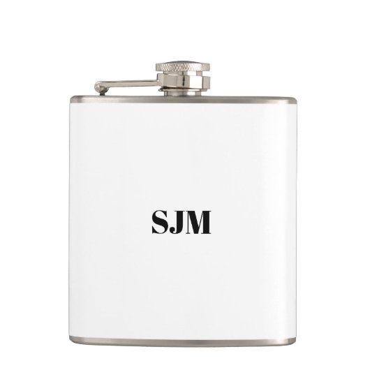 ミニマル白黒カスタムモノグラムイニシャル フラスク (正面)
