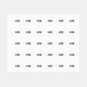 ミニマル白黒カスタムモノグラムイニシャル ラベル (シート)