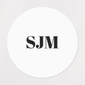 ミニマル白黒カスタムモノグラムイニシャル ラベル (デザイン1)