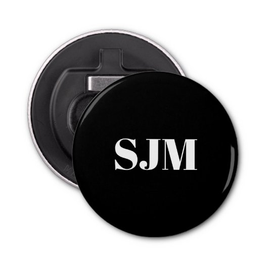 ミニマル白黒カスタムモノグラムイニシャル 栓抜き (正面)