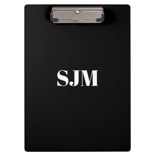 ミニマル白黒カスタムモノグラム名 クリップボード (正面)