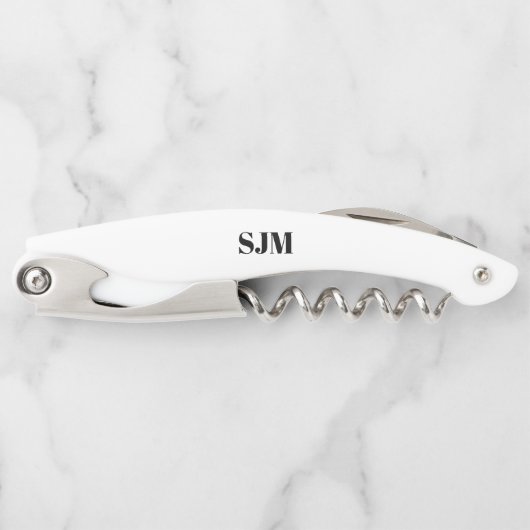 ミニマル白黒カスタムモノグラム名 ソムリエナイフ (正面)